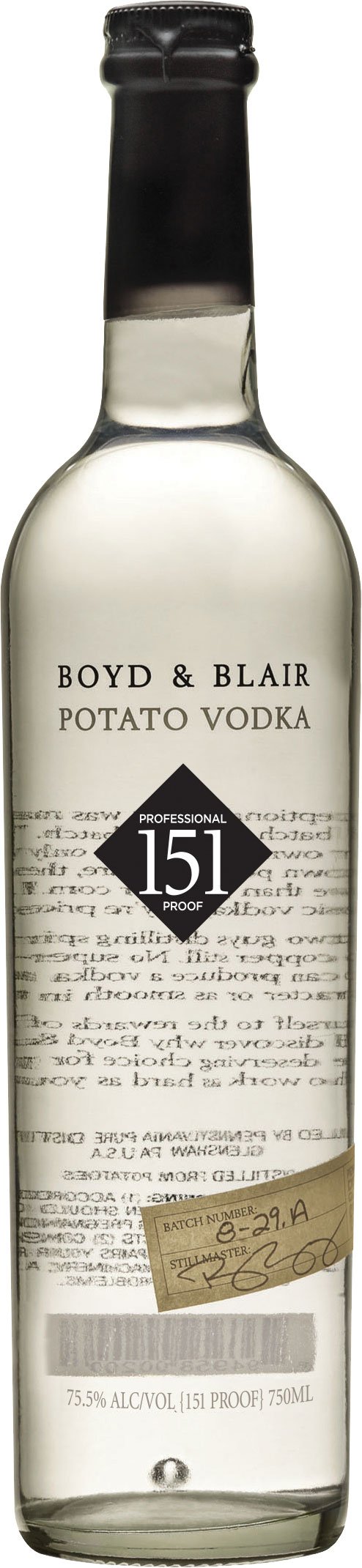Boyd and Blair Professional Proof 151 Potato Vodka