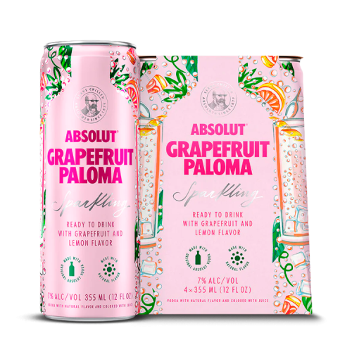 Absolut Grapefruit Paloma Sparkling Cocktail 4-Pack: Buy Now | Caskers