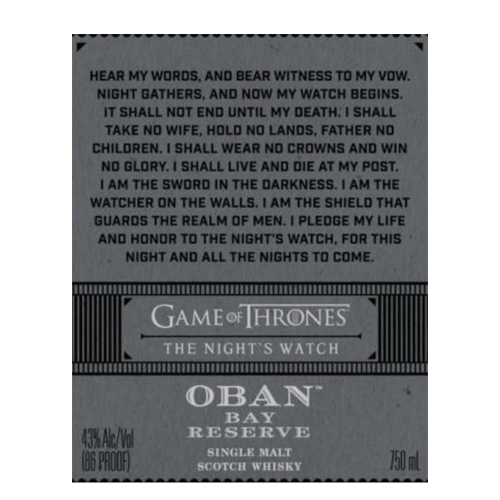 Game of Thrones The Night's Watch Oban Bay Reserve | Caskers